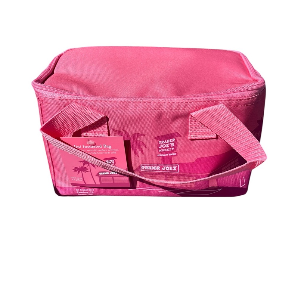 Brand New with Tag - Trader Joe's Mini Insulated Cooler Tote Bag - Spring Pink